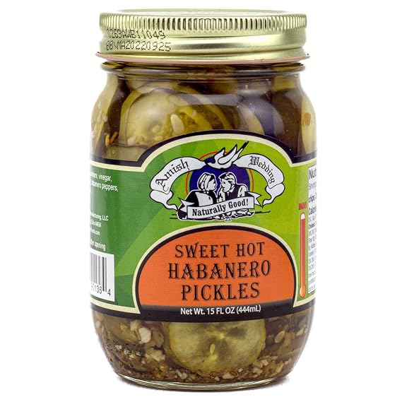 Amish Wedding Sweet Hot Habanero Pickles 15 Ounces (1 Pack)