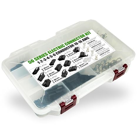200pcs (1-2-3-4-5-6 PIN) 56 Series Connector ALL-IN-ONE Set Kit w/10-16 AWG Kit