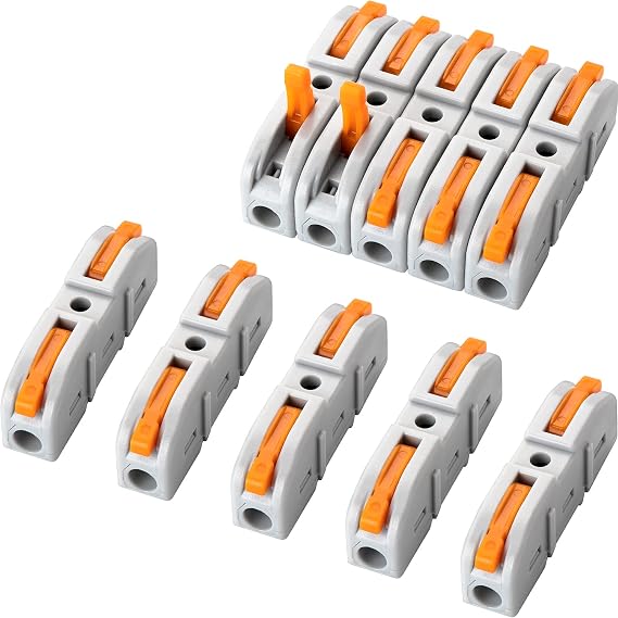 20 Pcs Lever Wire Connectors, 1 Conductor Compact Splicing Wire Connectors for Circuit Inline 24-12 AWG (Orange)
