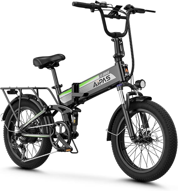 Aipas F3 Folding Electric Bike for Adults, Full Suspension 20" Fat Tire