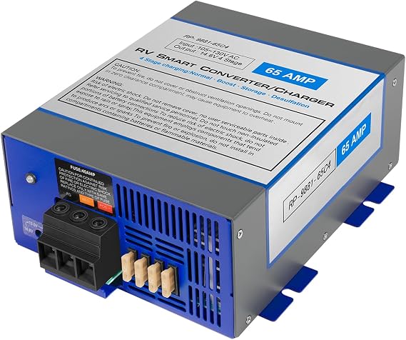 RV Power Converter 65 Amp for RecPro | Converter & Battery Charger | 4-Stage Smart Charging | 110V/120V AC to 12V DC | 13V16.5V Operating Range | Replacement for WFCO 9800 Series WF-9865