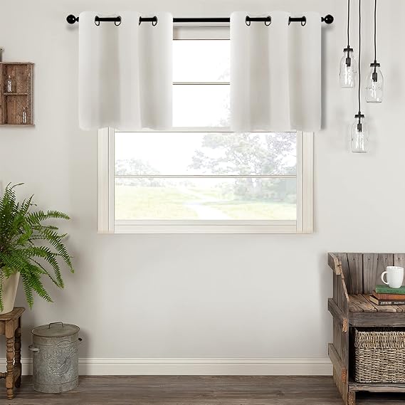 MRTREES Blackout Kitchen Tier Curtains, Short Cafe Curtains Room Darkening, Triple Weave Small Bathroom Window Curtain Tiers Grommet Top Half Window Treatment(2 Panels, 34x24 Inches, Greyish White)