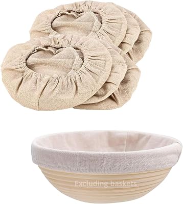 6 Packs Round Bread Proofing Basket Cloth Liner Rattan Baking Dough Basket Cover Natural Rattan Banneton Proofing Cloth10 Inch