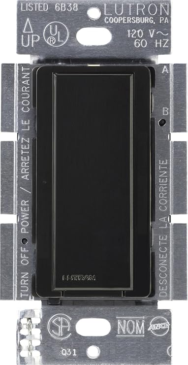 Lutron Maestro Digital Switch, 8A Single Pole/Multi Location, MA-S8AM-BL, Black