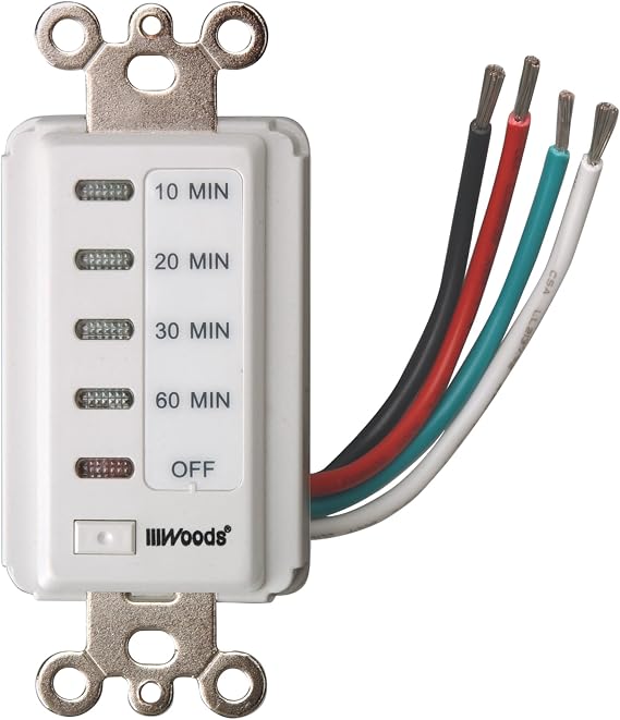 Southwire Woods In-Wall 60-Minute Digital Countdown Timer - Automatic Shut-Off Timer - Energy-Efficient Wall-Mounted Timer - Durable Digital Timer - Easy-Installation Indoor Timer