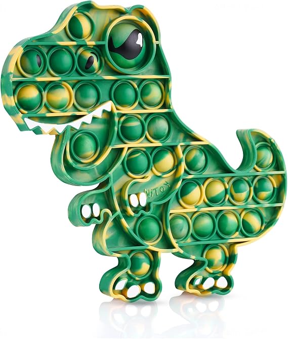 Dinosaur Push Pop Bubble Fidget Toy, Large Silicone T-Rex