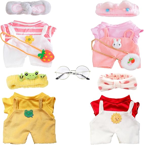LALAFANFAN Duck Clothes Sets, 15 Pcs Kawaii Accessories for Cute Plushies, Cute Stuffed Animal Glasses and Clothing
