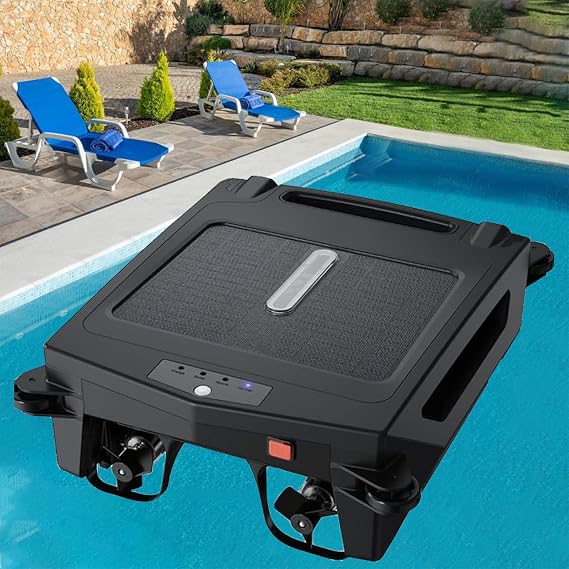 Solar Powered Automatic Robotic Pool Skimmer Cleaner,Solar Pool Cleaner Dual Mode with Obstacle Avoidance Daytime & Overnight Continuous Cleaning for All Swimming Pool
