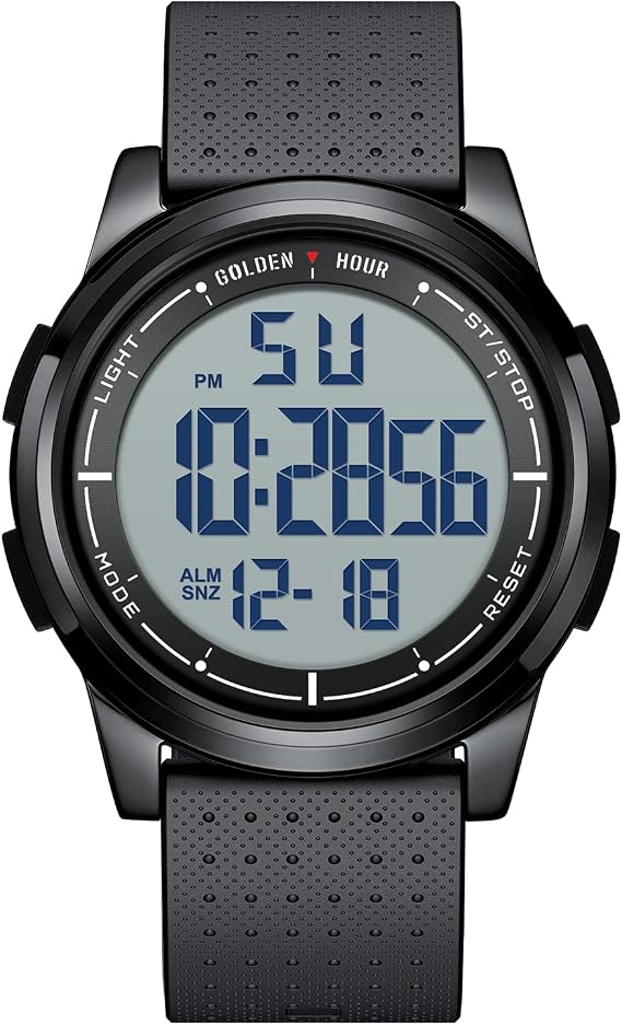GOLDEN HOUR Ultradünne Minimalistische Sportuhr wasserdichte Digitaluhren Herren mit Weitwinkel-Helles Display Gummiband Armbanduhr für Herren Damen
