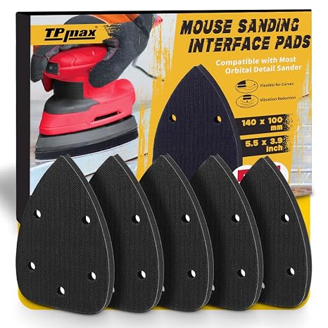 5 Pack Mouse Detail Sanding Pads Hook & Loop Sponge Interface Pads for Detail Sanders Woodworking