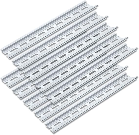 10 Pieces 1 Meter Aluminum DIN Rail, Top Hat Slotted DIN Rails with RoHS for Professionals and DIY Cut Length | Hardware Components Mounting - 1 Meter Long, 35mm Wide, 7.5mm High