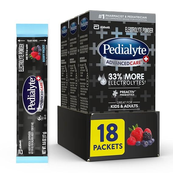 Pedialyte AdvancedCare Plus Electrolyte Powder Packets, Berry Frost