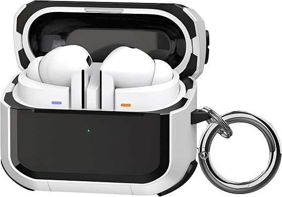 Teknoft Samsung Galaxy Buds 3 Pro, Buds 3 ve Buds 3 FE ile Uyumlu Darbelere Karşı Ultra Güçlü Çift Renkli Sert Kenarlı Mat Silikon Kılıf (Beyaz, Galaxy Buds 3 Pro/3/3 FE)