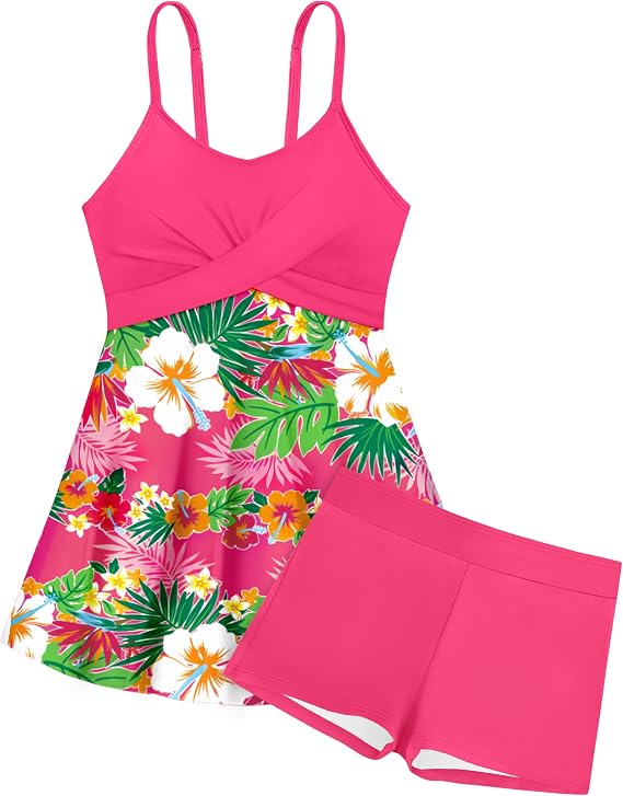 Girls Swimsuits Criss Cross Bathing Suits with Shorts