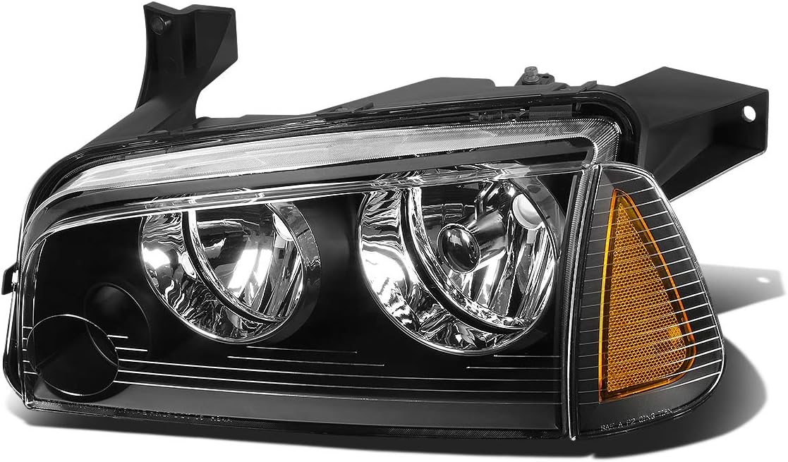 Auto Dynasty CH2502163 OE Style Black Housing DriverLeft Headlight Lamp Fits Dodge Charger 06-10