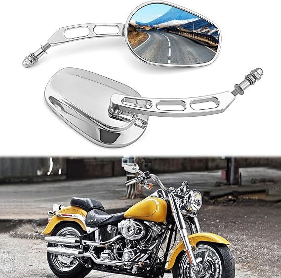 Wsays Rear View Mirror 8MM Motorcycle Hollow Side Mirror Fit for Harley