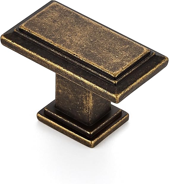 Ravinte Cabinet Knobs Rectangular Kitchen Knobs, Antique Brass, 1 Pack