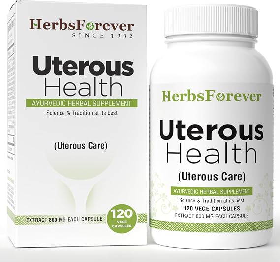 Uterous Health/Uterous Care Herbal Product Control Excess Cysts Bleeding, Fibroids, 120 Vege Capsules, 800 mg Each, Concentrated Extract