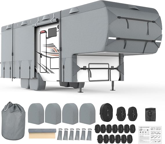 MOFEEZ 5th Wheel RV Cover 41-45ft, 9 Layers Top Fifth Wheel Camper Cover