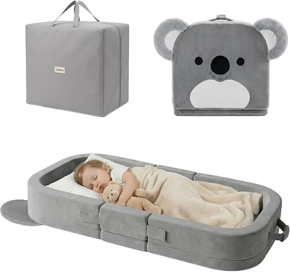 Zelladorra Toddler Travel Bed, Portable Toddler Floor Bed