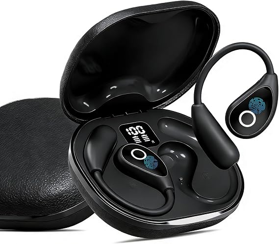 Open Ear Earbuds Bluetooth 5.4 Wireless Headphones, 50H Black