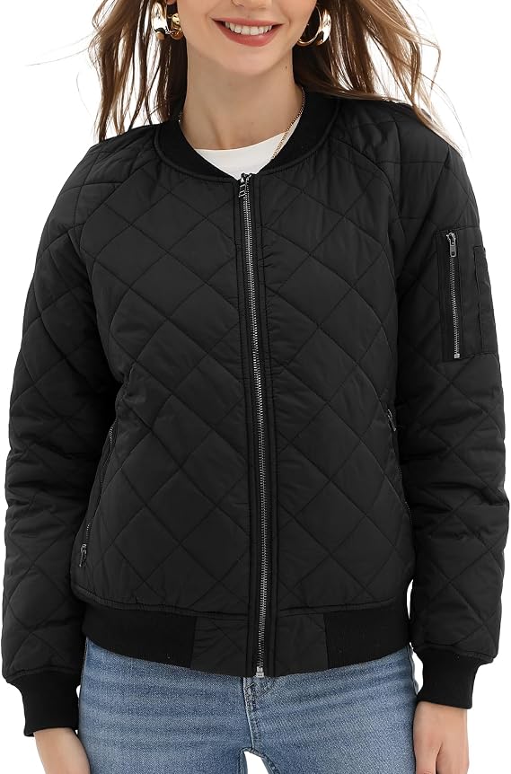 Argstar Women's Quilted Bomber Jakcet with 5 Pockets (XS-XXL)