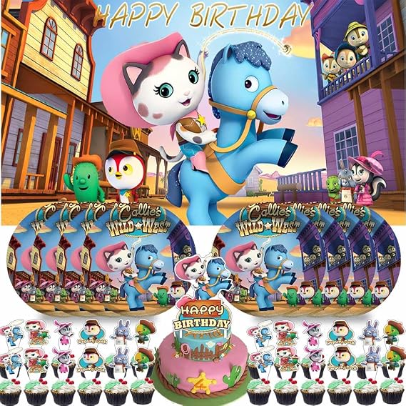 N12420 Sheriff Callie Wild West Party Supplies Birthday Decorations Plates Banner Kids Cake Toppers Set Decorations Decor