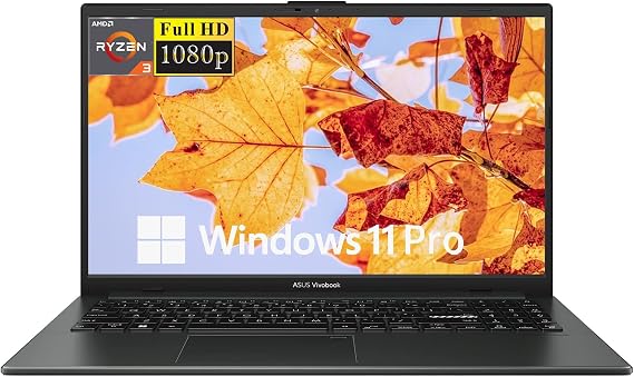 ASUS Vivobook Go 15.6" FHD Laptop, Business Laptop, AMD Ryzen 3 7320U, 8GB RAM, 128GB SSD, 180 Lay-Flat, WiFi, Bluetooth, Windows 11 Pro, Mixed Black