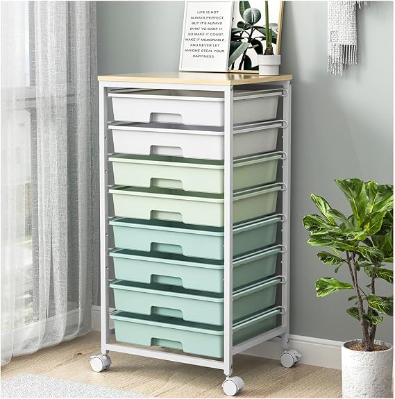 SYKIARIOL Rolling Cart with Drawers,Craft Organizers and Storage, Green