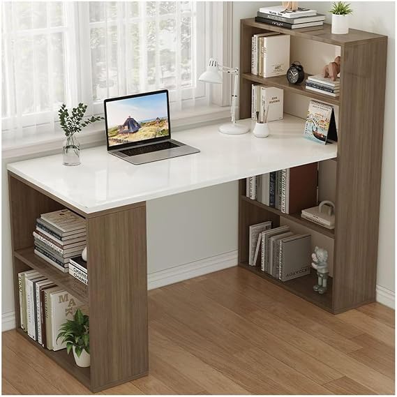 Office Desk Computer Desk Home Office Computer Desk with Storage 47" L Shaped Desk for Study Writing Gaming Workstation Table WYQDP499Color:Brown,Size: