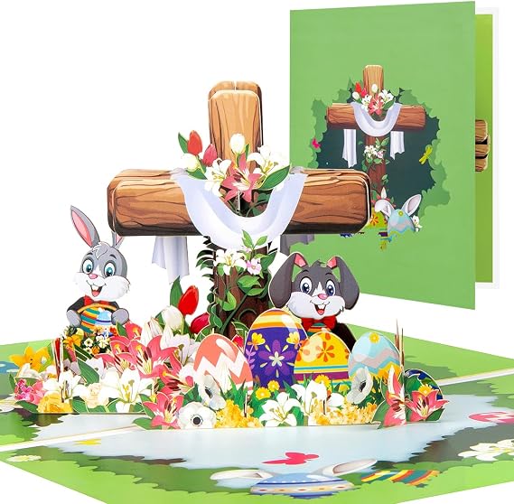 Happy Easter Cards Pop Up, Pop Up Easter Card, Religious Easter Cards, for Kids Family Friends, Includes Envelope.