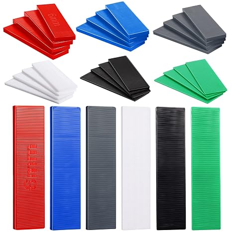 Konohan 300 Pcs Plastic Flat Shims Structural Tile Shims for Leveling