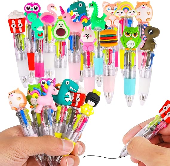 LOKIPA 30 PCS Multicolor Pen in One - 4-in-1 Cute Pens for Kids Mini Ballpoint Pens for Kids Birthday Gifts Classroom Prizes(Random Style)