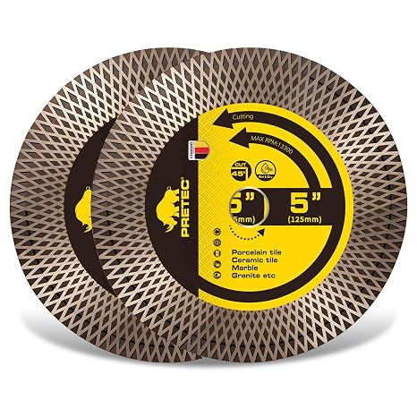 Diamond Saw Blades, 5" Tile Blade for Angle Grinder, 5" Diamond Saw Blades, Ceramic Blades for Cutting & Grinding Porcelain, Granite, Marble, 7/8"-20mm Arbor-2PCS