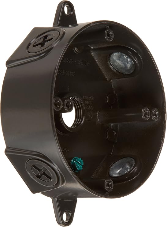 RAB Lighting VXCA 4" Round Weatherproof Outdoor Electrical Box, Die Cast Aluminum, 1/2" Hub, UL Listed Wet Outdoor Junction Box for Floodlights, Cameras, Outlets Bronze