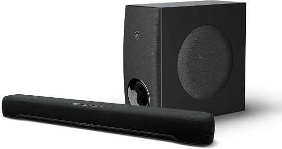 Yamaha Audio SR-C30A Compact Sound Bar with Wireless Subwoofer and Bluetooth, Black | 2.1-channel sound bar with wireless subwoofer and Bluetooth for movies, gaming and music