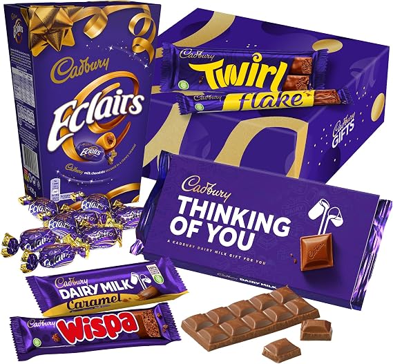 Cadbury "Thinking Of You" Chocolate Gift - Full Size Cadbury Chocolate Bars including Flake, Caramel, Twirl, Dairy Milk and More.