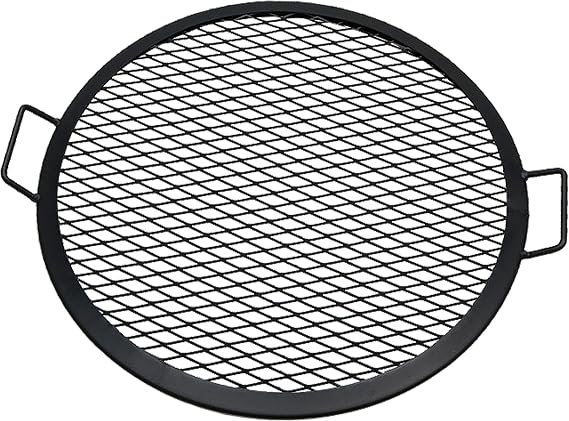 Sunnydaze Round Fire Pit Grill Grate with Handles, Heavy Duty Steel, 22"
