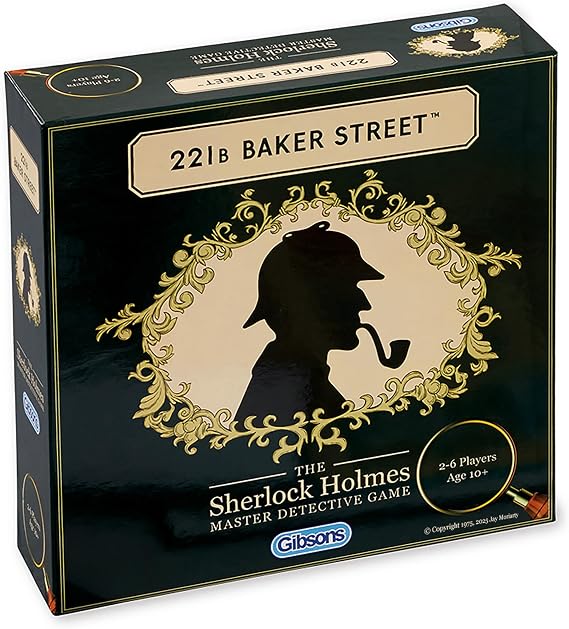 Gibsons 221B Baker Street Mystery Board Game – Solve 75 Sherlock Holmes Crimes. Ages 10+, 2–6 Players. Family & Party Strategy Game Night Fun