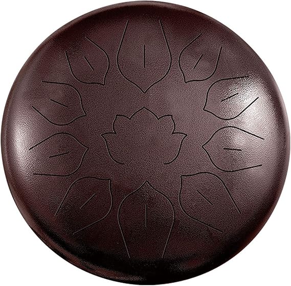 Steel Tongue Drum - 11 Notes 10 Inches Chakra Tank Drum Steel Percussion Padded - Lotus Handpan Drums Kit - Applicable to Music Education, Mind Healing, Yoga Meditation - C Major