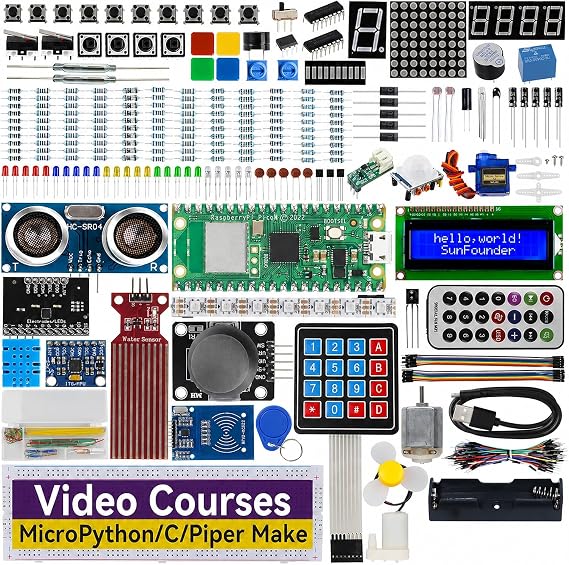 SunFounder Raspberry Pi Pico W Ultimate Starter Kit - With Online Tutorial, RoHS Compliant, 450+ Items, 117 Projects, MicroPython, C/C++ Arduino IDE Compatible, Online Tutorials Japanese