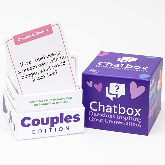 Chatbox Couples Edition Conversation Card Game for Couples, Fun and Meaningful Date Night Game with Thought Provoking Questions, Couples Card Game for Reconnecting, Travel and Home Play