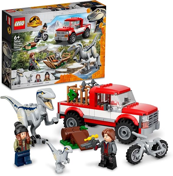 LEGO® Jurassic World Blue and Beta Velociraptor Capture Dinosaur Toy Production Set for Children 76946-6 Years and Over (181 Pieces)