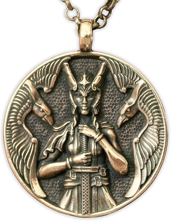 Baldur Jewelry Valkyrie Necklace, Odin Ravens Brass Bronze Viking Pendant