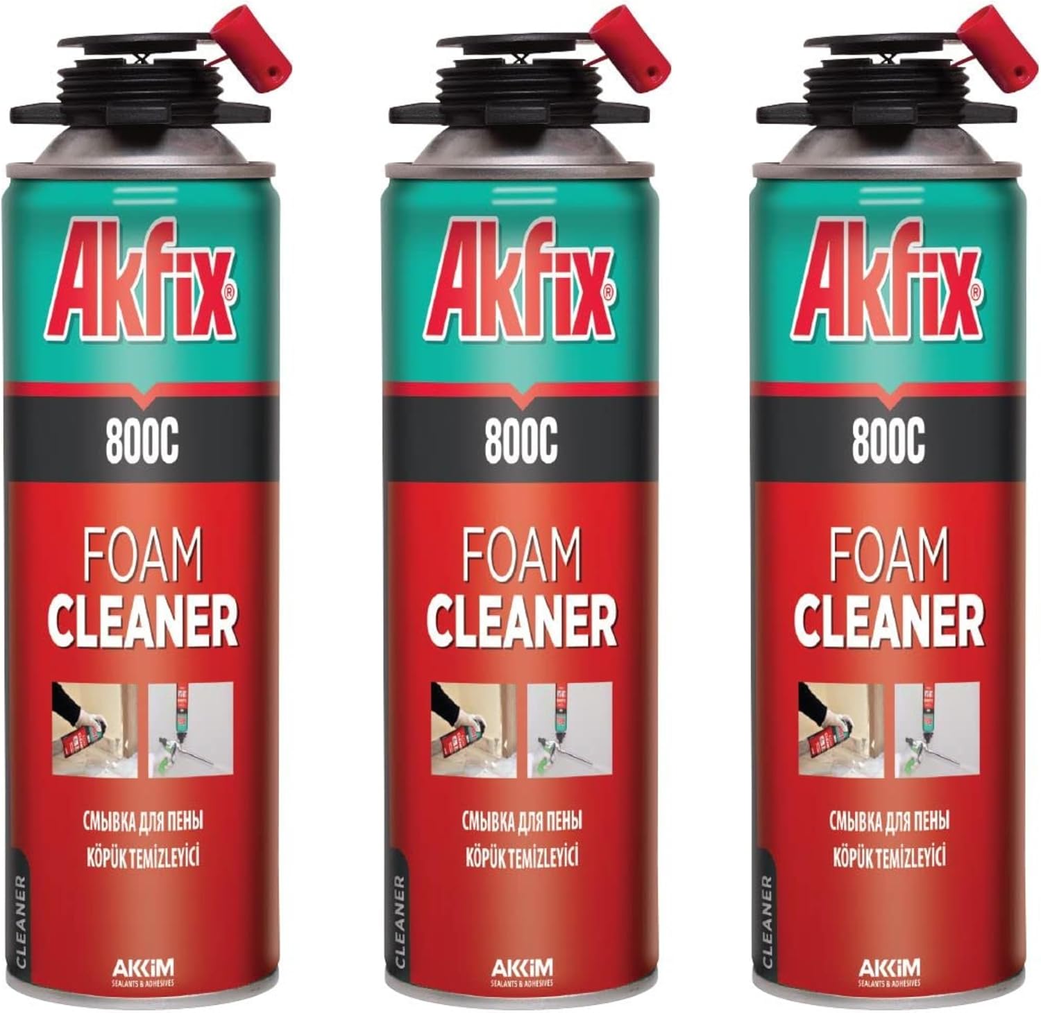 Akfix 800C Insulation Spray Foam Gun Cleaner 3x16.9 oz. - Great Sealant Remover, Dissolves Spray Polyurethane Foam | 1 Pack, 16.9 oz. | Foam Gun NOT Included | 16.9 oz. 3 Pack