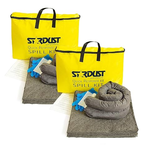 Stardust Spill Products Universal Spill Kit, OSHA Compliant, 2-Pack | for Vehicles, Industrial, Restaurant Use, Emergency Response Chemical, Water, Bodily Fluid Cleanup, Solution