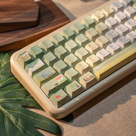 PBT Keycaps,120 Keys Keycaps Set Dye-Sublimation Forest-Aesthetic Keycap,Cherry Proflie Custom Key Cap for DIY MX Swithes Mechanical Gaming Keyboards (Matcha-Green)