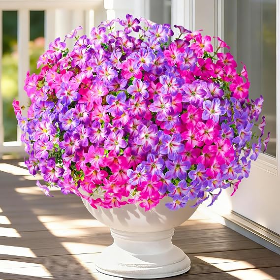 12 Bundles Artificial Flowers for Outdoors, Realistic Fake Outdoor Flowers