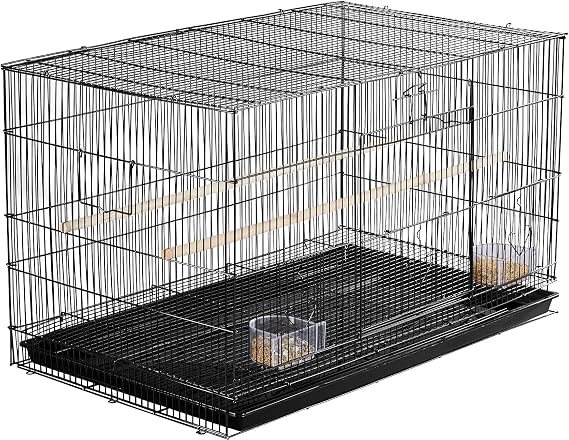 Topeakmart Pet Products Stackable Rectangle Flight Bird Cages for Small Birds Parrots Parakeets Cockatiels Conures Budgies Lovebirds Canaries Finches w/Slide-Out Tray