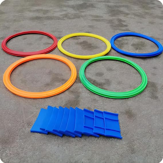 Apartment Hopscotch Ring Game Set 22 Pieces - Kindergarten and Outdoor Garden Activity Training Circle 27 Cm